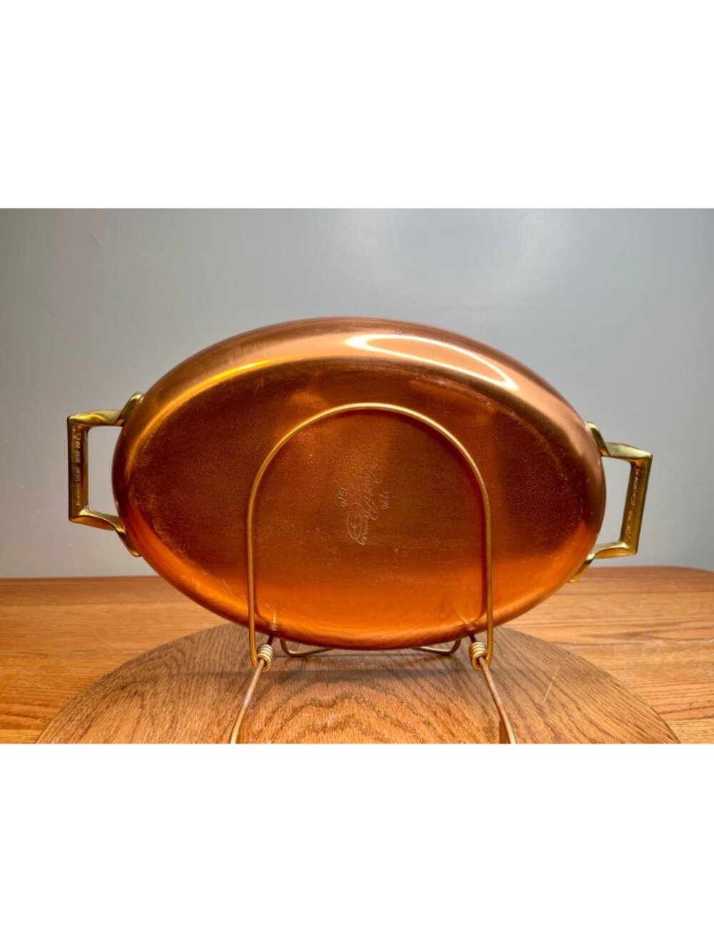 Vintage  Paul Revere Ware 12 inch  Copper Double Handle Oval Au Gratin Pan/ Fish - Picture 3 of 15